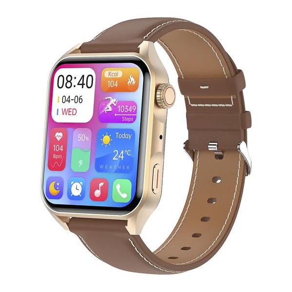 RELOJ SMARTWATCH BLULORY AE GOLD (BROWN LEATHER)