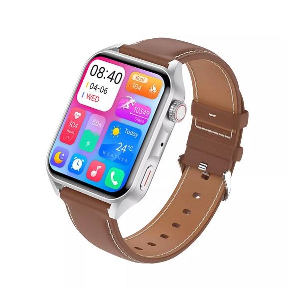 RELOJ SMARTWATCH BLULORY AE SILVER (BROWN LEATHER)